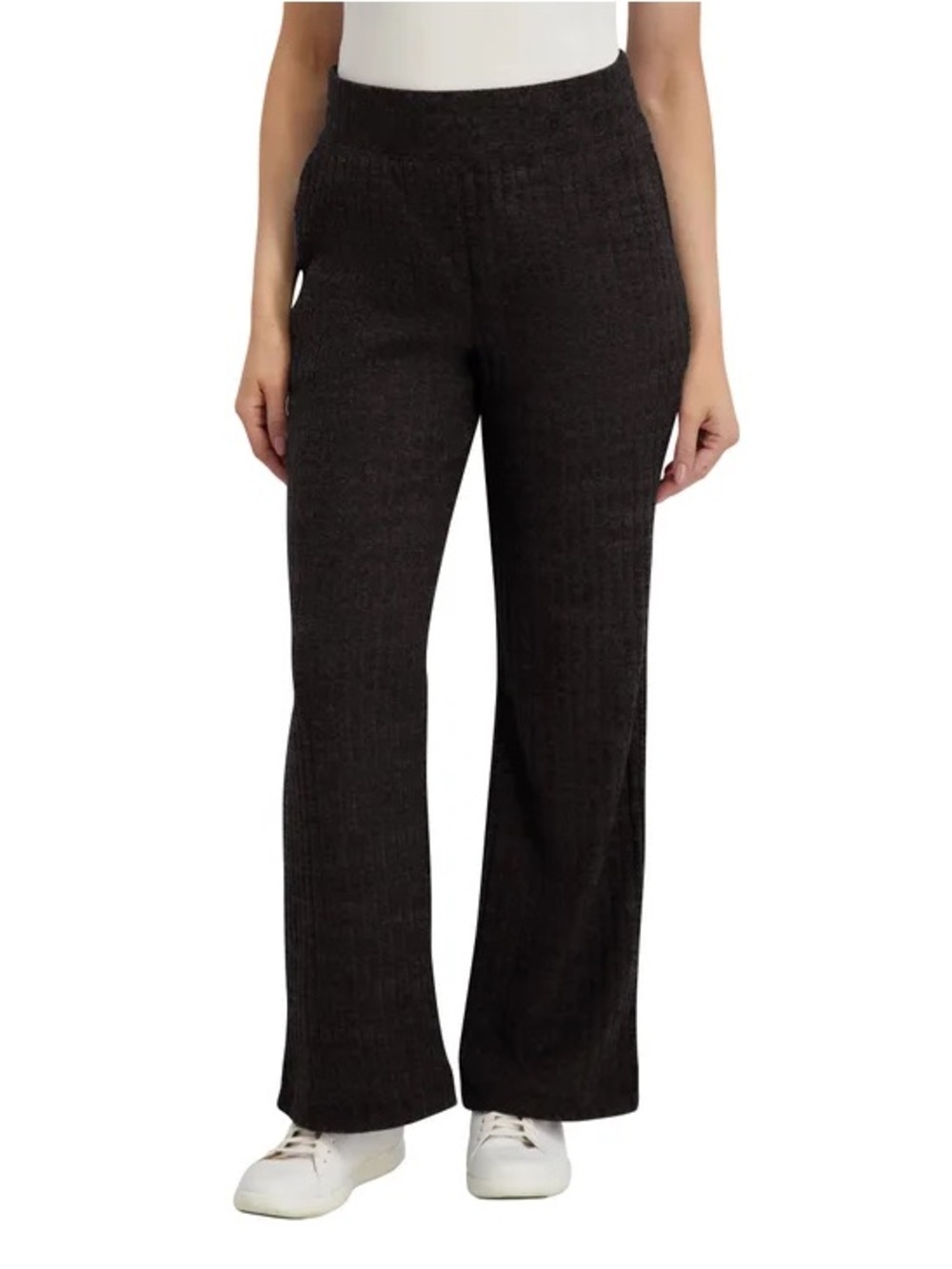 NWT Andrew Marc Black Ribbed Wide-Leg Knit Pants